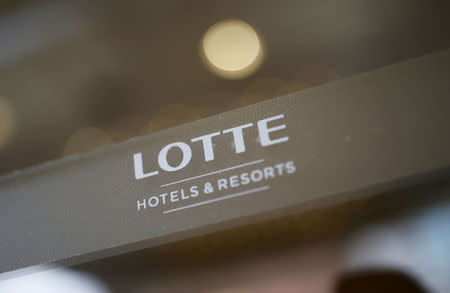 The logo of Lotte Hotel is seen at a Lotte Hotel in Seoul, South Korea, March 25, 2016. REUTERS/Kim Hong-Ji/File Photo