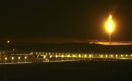 Shaybah oilfield complex is seen at night in the Rub' al-Khali desert, Saudi Arabia, November 14, 2007. REUTERS/ Ali Jarekji