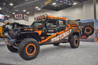<p>Matchbox is soon to release a miniature version of this Gladiator, which has been extensively customized by RealTruck. The real vehicle boasts a four-inch Superlift lift kit, Go Rhino lights and Rugged Ridge fender flares, bumpers, rack and tent.</p>