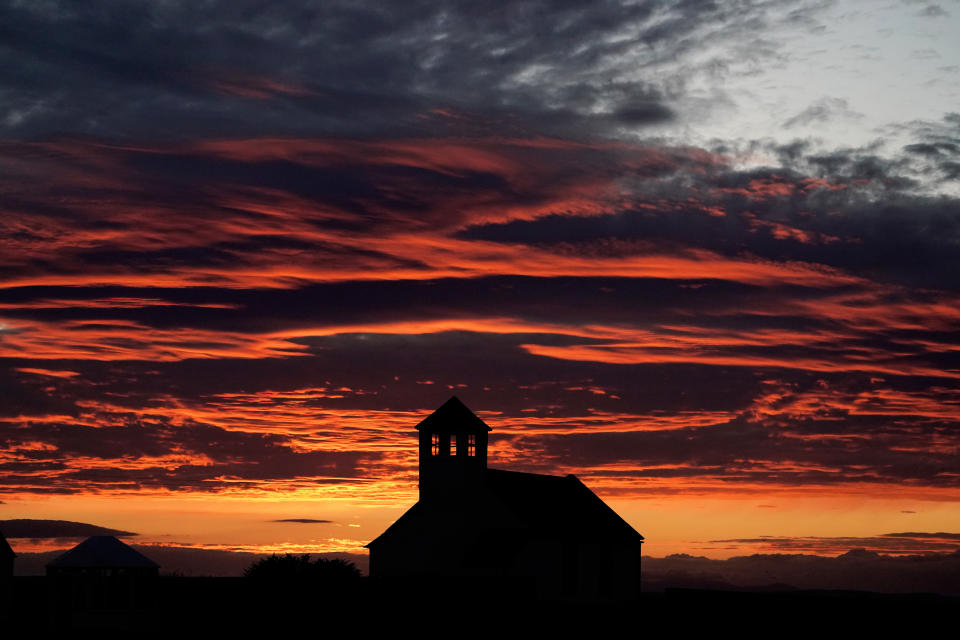 Sunset over the Watch Tower in Seaton Sluice, Northumberland. (Photo by Owen Humphreys/PA Images via Getty Images)