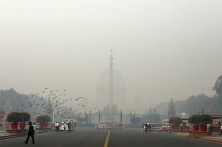 India's presidential palace Rashtrapati Bhavan is seen shrouded in smog in New Delhi, India, November 5, 2018. REUTERS/Anushree Fadnavis