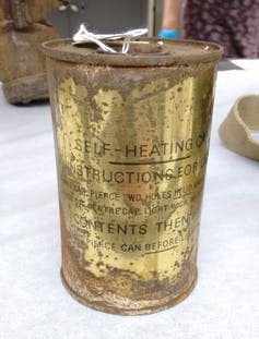 <span class="caption">Self-heating cocoa.</span> <span class="attribution"><a class="link " href="https://www.spri.cam.ac.uk/museum/news/object-in-focus/2015/11/10/object-in-focus-self-heating-cocoa-tin/" rel="nofollow noopener" target="_blank" data-ylk="slk:University of Cambridge;elm:context_link;itc:0;sec:content-canvas">University of Cambridge</a></span>