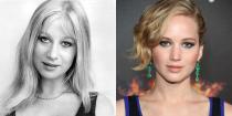 <p>From their big eyes to their full cheeks, it's hard to tell the difference between a young Helen Mirren and Jennifer Lawrence. </p>