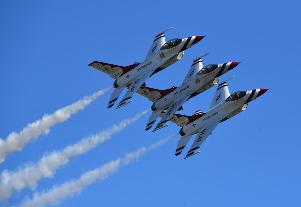 The United States Air Force Thunderbirds arrive at Punta Gorda Airport in October,2019 for the Florida International Airshow.