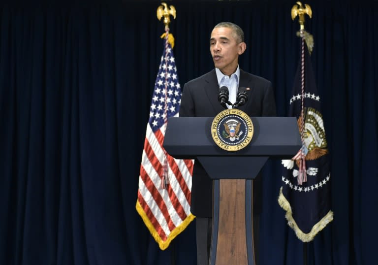 US President Barack Obama speaks on the death of Supreme Court justice Antonin Scalia, in Rancho Mirage, California, on February 13, 2016