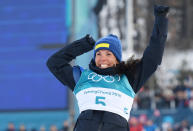 <p>Gold medalist Charlotte Kalla of Sweden celebrates during the victory ceremony for the Ladies Cross Country Skiing 7.5km + 7.5km Skiathlon on day one of the PyeongChang 2018 Winter Olympic Games at Alpensia Cross-Country Centre on February 10, 2018 in Pyeongchang-gun, South Korea. </p>