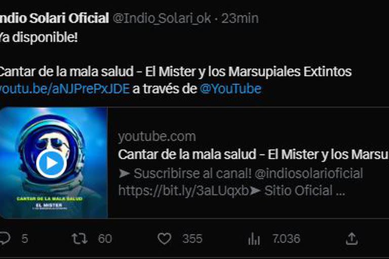 El anuncio del Twitter oficial del Indio Solari
·