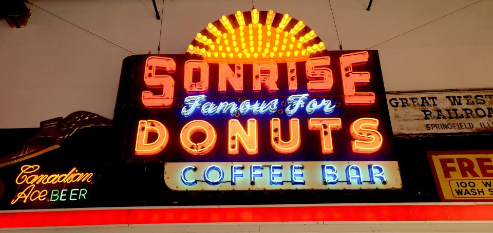 One side of the Sonrise Donuts sign at the Ace Sign Co. Museum in Springfield.