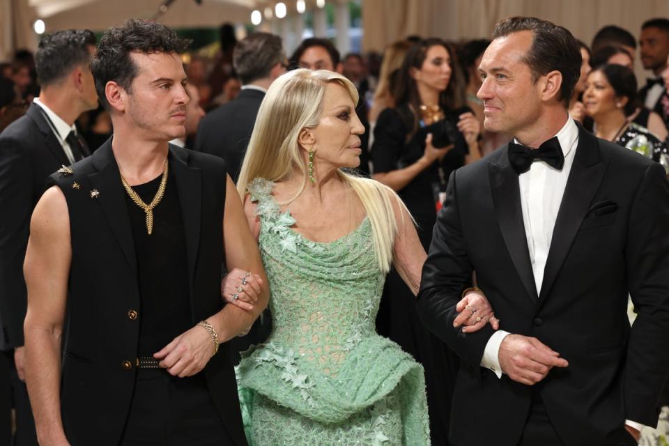 Law and Scott were joined by Donatella Versace (Getty Images)