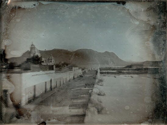 Street scene in Durango, Mexico, with the Church of Santa Ana and the Cerro de Mercado in distance]; ca. 1847; Daguerreotype, quarter-plate;