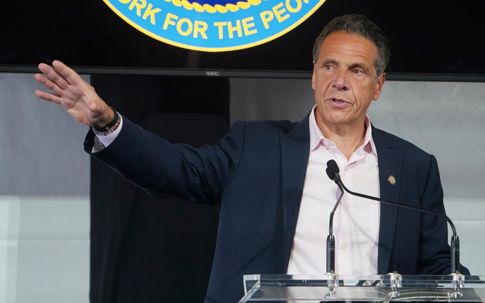 New York Governor Andrew Cuomo speaks at the opening ceremony of the Tribeca Film Festival in New York on June 9 2021 - Carlo Allegri/Reuters Pool