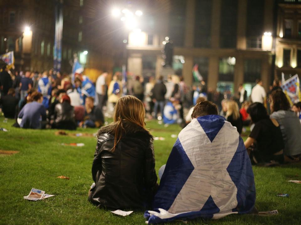 Dejected Yes voters in Glasgow on the night of the 2014 referendumPA