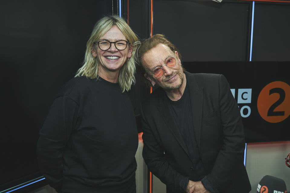 Bono has spoken to Zoe Ball about his experience of drinking cocktails with Barack Obama (BBC/PA)