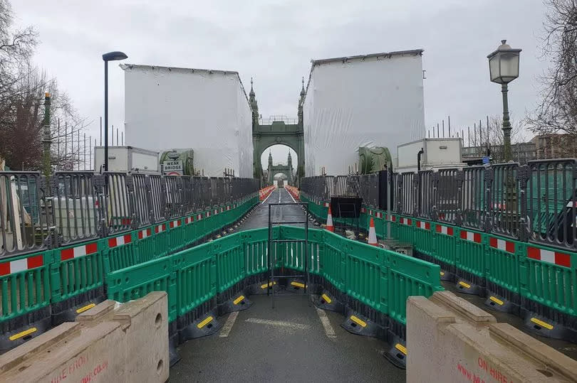 The cycle-lane on Hammersmith Bridge is to be open for around 10 weeks