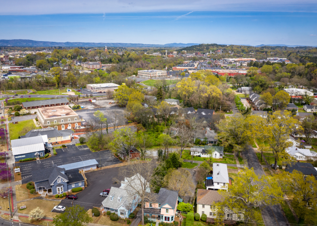 Aerial view of a city.