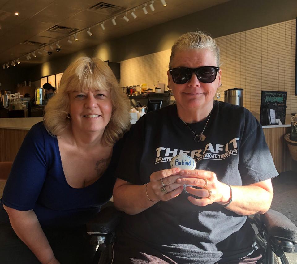 Childhood friends Laura Pelletier and Shirley Archambault come together to keep the memory of Archambault's husband alive through Lowell's kindness rocks.