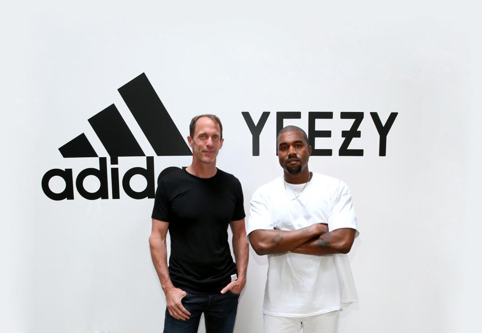 Adidas CMO Eric Liedtke and Kanye West at Milk Studios on June 28, 2016 in Hollywood, California. adidas and Kanye West announce the future of their partnership: adidas + KANYE WEST.