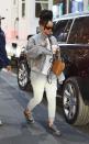 <p>In grey sweatpants and a grey jacket while out in New York City. </p>