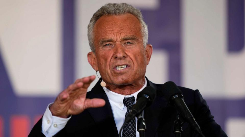 PHOTO: Presidential candidate Robert F. Kennedy, Jr. speaks during a campaign event at Independence Mall, Oct. 9, 2023, in Philadelphia. (Matt Rourke/AP)