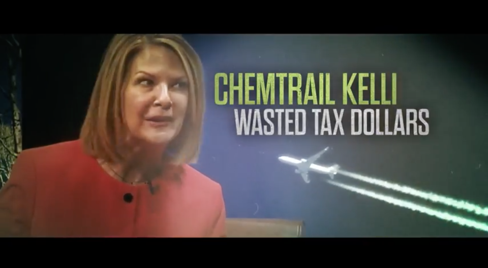 A screen capture from Senate Leadership Fund's attack ad 