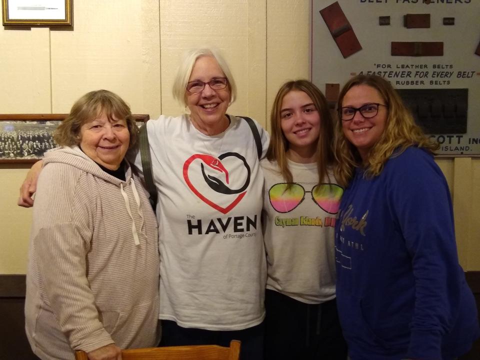 Some participants from the next morning’s breakfast are, from left, Sue Mouck, Cathy Rufener, Lexi and her mom, Amanda Rufener.