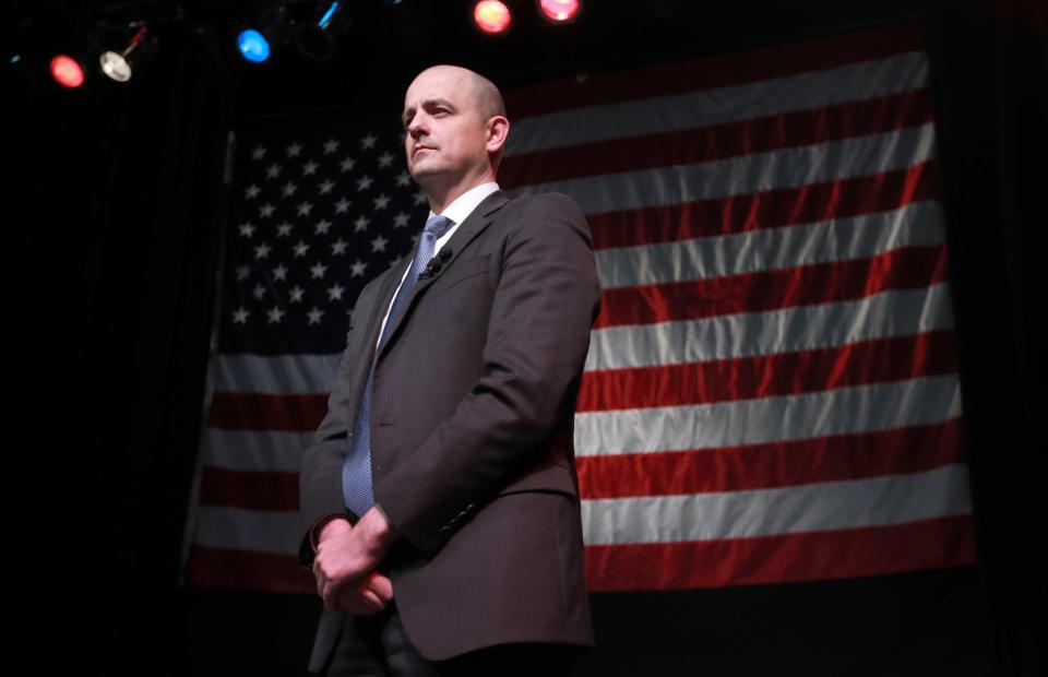 Independent presidential candidate Evan McMullin waits to speak to supporters at an election night party on Nov. 8, 2016 in Salt Lake City, Utah. (Photo: George Frey/Getty Images)