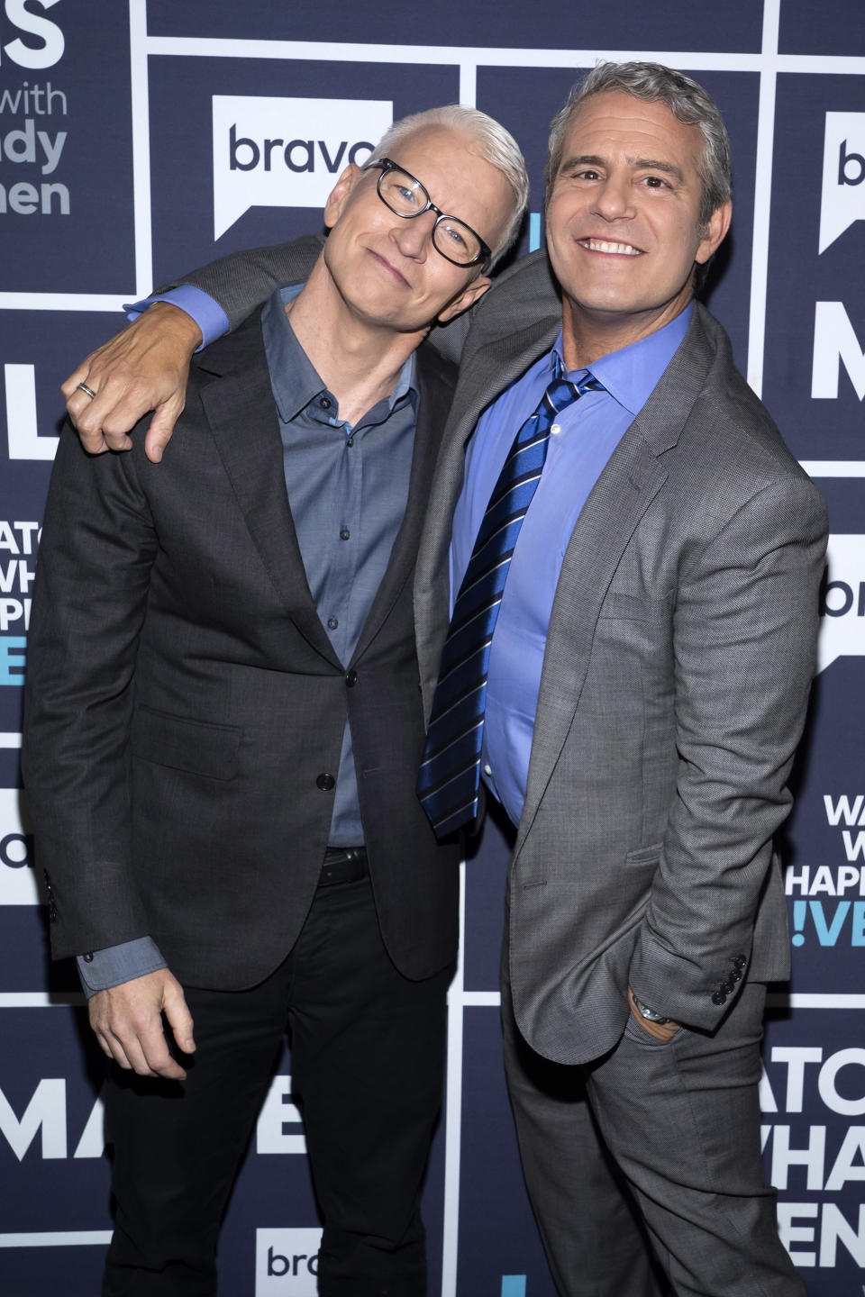 WATCH WHAT HAPPENS LIVE WITH ANDY COHEN -- Episode 18150 -- Pictured: (l-r) Anderson Cooper, Andy Cohen -- (Photo by: Charles Sykes/Bravo/NBCU Photo Bank via Getty Images)