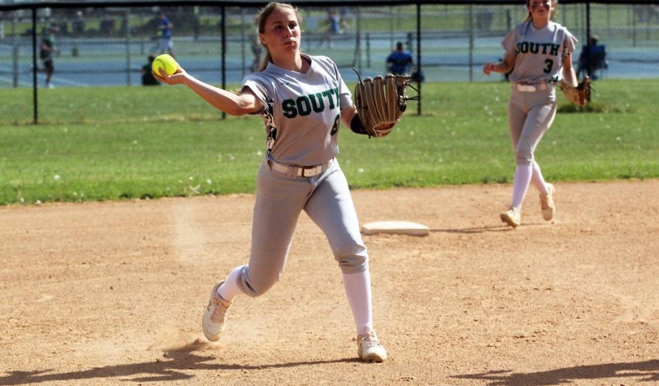 South Hagerstown shortstop Leah Palmer makes a play during a game against Oakdale.