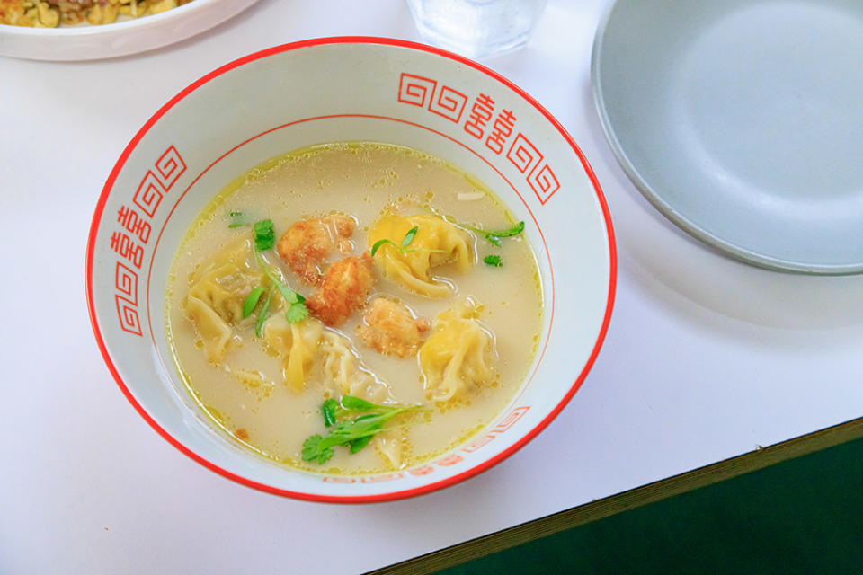 Host Selena Gomez and Chef Shirley Chung's dish Nai Nai’s Dumpling Soup, as seen on Selena Restaurant, Season 1.