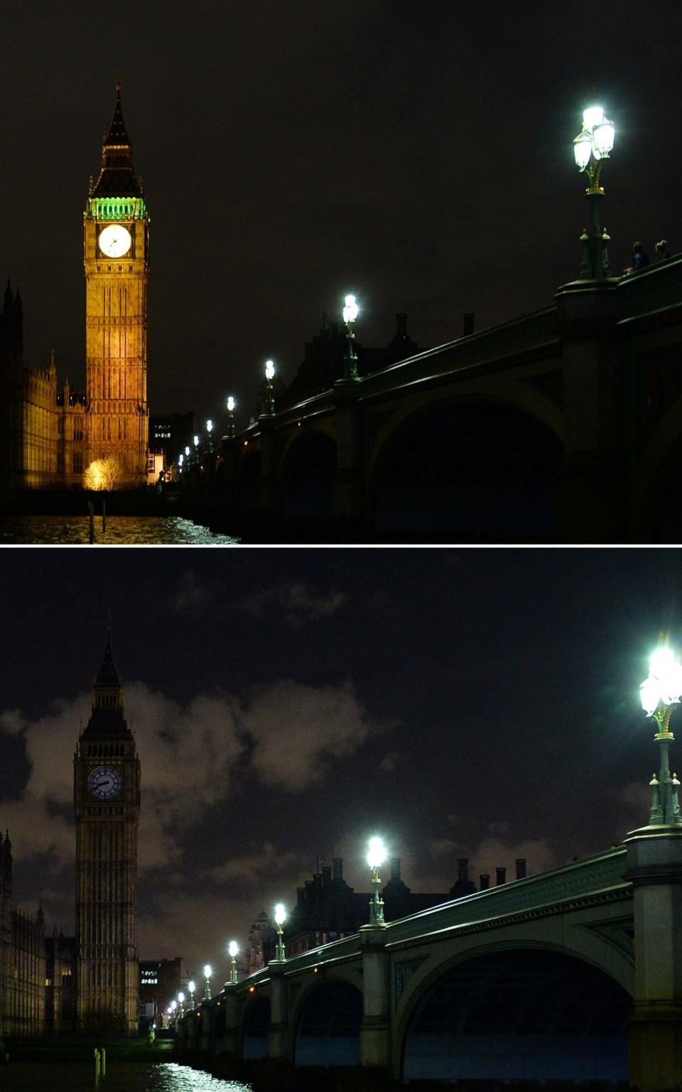 Earth Hour at London's House of Parliament in 2015. - Credit: AFP