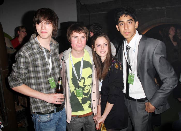 Nicholas Hoult, Joseph Dempsie, Kaya Scodelario, and Dev Patel are pictured at an event in 2008