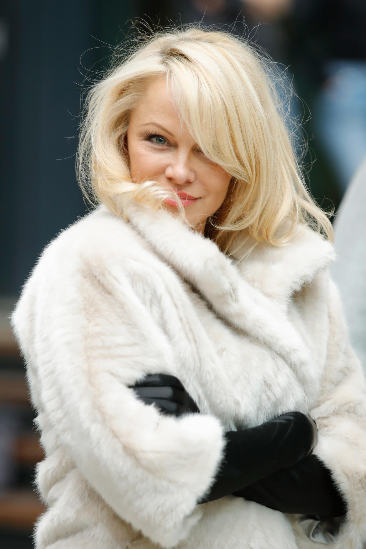 Pamela Anderson wearing faux fur in Germany. <i>(Getty Images)</i>