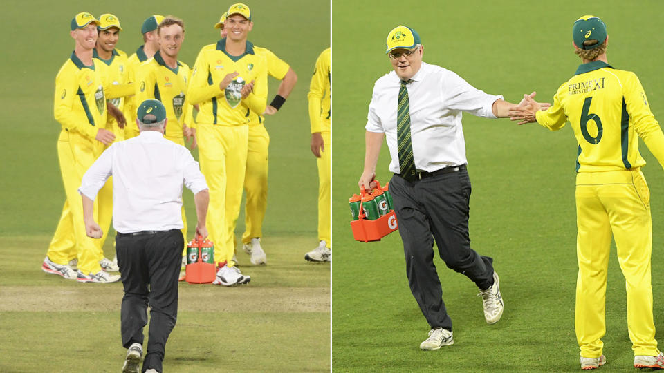 Prime Minister Scott Morrison seemed to enjoy his role as drinks runner. 