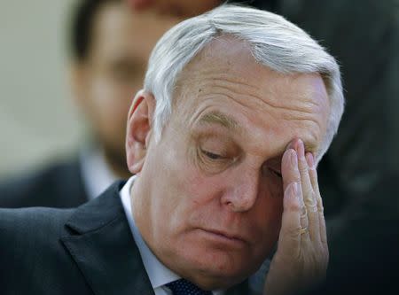 French Foreign Minister Jean-Marc Ayrault reacts at the 31st Session of the Human Rights Council at the U.N. European headquarters in Geneva, Switzerland, February 29, 2016. REUTERS/Denis Balibouse