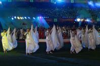 FILE PHOTO: Dancers perform during the opening ceremony of the ISL soccer tournament at Salt Lake stadium in Kolkata