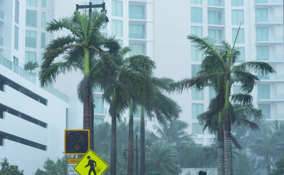 SARASOTA, FLORIDA, UNITED STATES - OCTOBER 9: A general view as Hurricane Milton bears down on the Gulf Coast in Sarasota, Florida, United States on October 9, 2024. Residents of Sarasota brace for severe weather and potential evacuations. The storm, which has intensified rapidly, is expected to bring heavy rainfall, strong winds, and flooding to the area. (Photo by Lokman Vural Elibol/Anadolu via Getty Images)