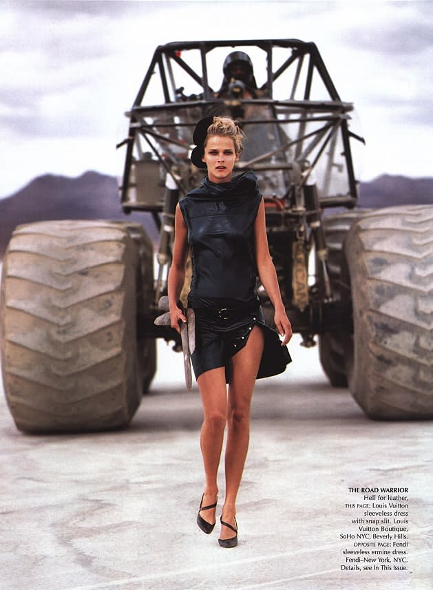 Shot by Arthur Elgort, and style by Grace Coddington, this editorial in “Vogue’s” September 2000 issue, aptly named “Madly Max,” is described a “barbarian chic” and a “high-concept remix of the rough and refined.”