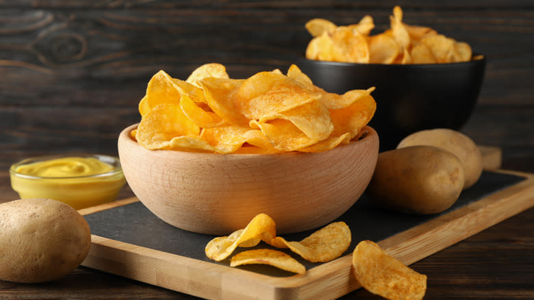 Potato chips in a bowl