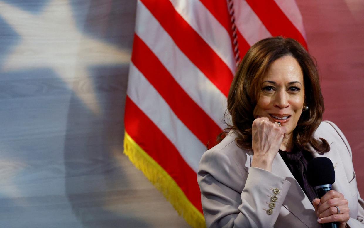 Kamala Harris addresses members of the National Association of Black Journalists (NABJ) in Philadelphia