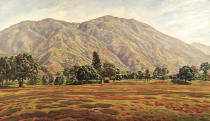 This image released by the Inter-American Development Bank shows a landscape of Caracas’ imposing Avila mountain by Manuel Cabre, taken from an advertisement for an exhibit on Latin American art. U.S. officials are investigating the possible looting from Venezuela of valuable European and Latin American artwork, including this one, they believe is being quietly plundered by government insiders as Nicolas Maduro struggles to keep his grip on power. Among the objects being traced: three Venezuelan masterpieces that hung for decades on the walls of the ambassador’s stately residence in Washington but which were nowhere to be found when opposition leader Juan Guaido’s envoy took over the diplomatic mission in May. (Inter-American Development Bank via AP)