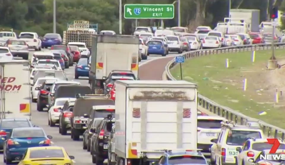 By 2031 it's estimated seven out of 10 most congested roads in the country will be in Perth. Photo: 7 News