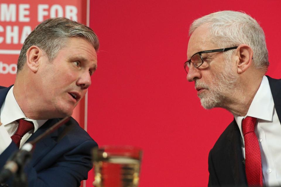 Sir Keir Starmer and Jeremy Corbyn, pictured during Labour’s 2019 general election campaign (PA)