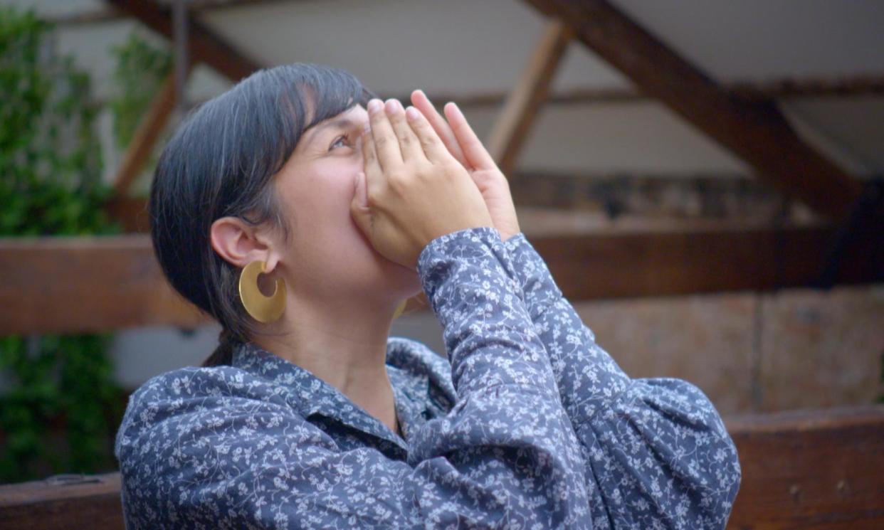 <span>Natasha Khan, known professionally as Bat for Lashes, demonstrates howling on <em>Investigating Witch Trials.</em></span><span>Photograph: Channel 4</span>