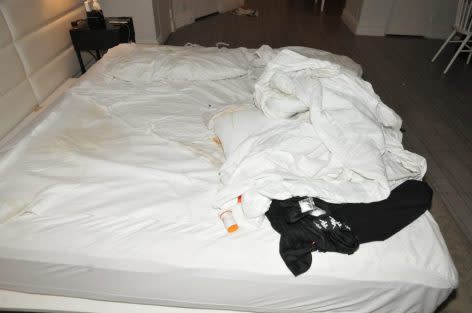 Photo taken of the hotel room searched by police on March 13, 2020. Photo provided by the Miami Beach Police Department