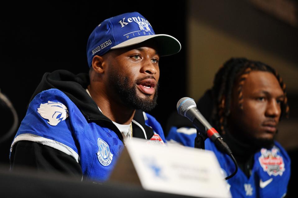 Kentucky running back Ray Davis gained 1,066 yards and led the SEC in touchdowns this season.