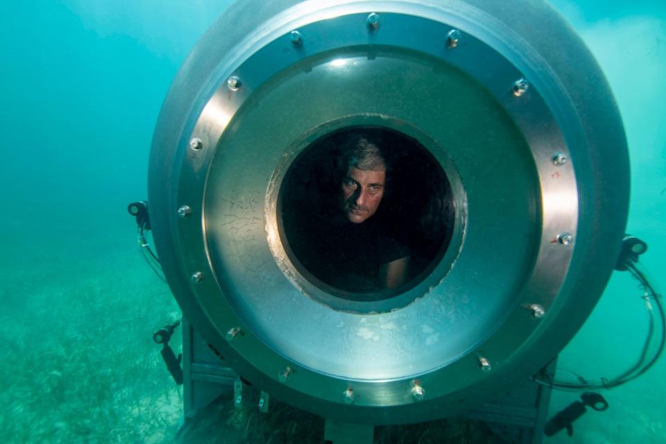 <p>Becky Kagan Schott</p> Stockton Rush pictured inside the Titan submersible in 2018