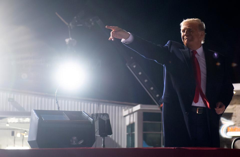 US President Donald Trump leaves after holding a Make America Great Again rally as he campaigns at John Murtha Johnstown-Cambria County Airport in Johnstown, Pennsylvania, October 13, 2020. (Photo by SAUL LOEB / AFP) (Photo by SAUL LOEB/AFP via Getty Images)