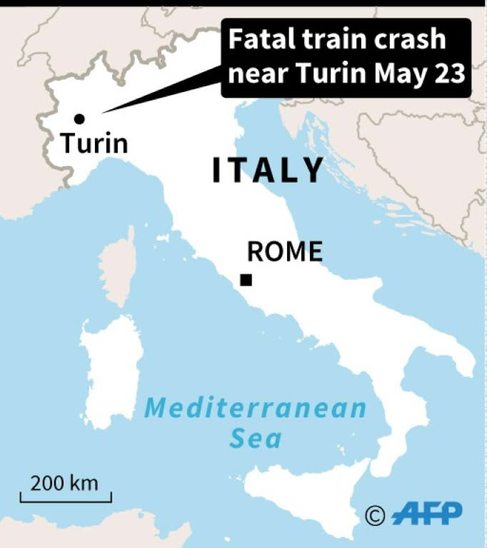 Map locating a train crash in Italy