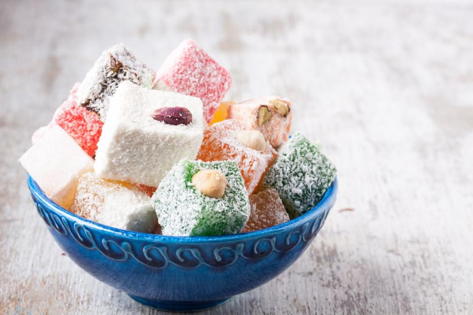 eid al fitr food turkish delight in a bowl