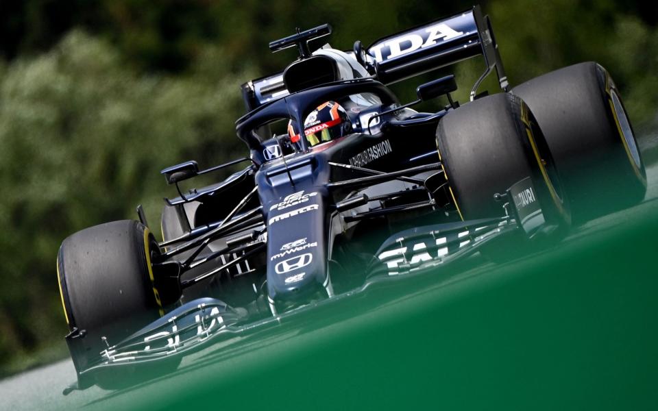  AlphaTauri's Japanese driver Yuki Tsunoda drives during the first practice session at the Red Bull Ring race track in Spielberg, Austria, on June 25, 2021, ahead of the Formula One Styrian Grand Prix - JOE KLAMAR/AFP via Getty Images